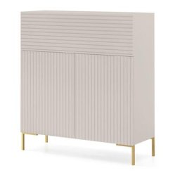 Selsey - lammelo - Commode de 92 cm de haut - gris-beige