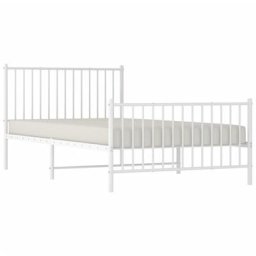 Cadre de lit métal avec tête de lit/pied de lit blanc 107x203cm vidaXL - White