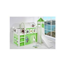 Lit mi-haut jupiter avec toboggan - 90 x 190 - Pirate Vert