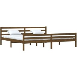 Cadre de lit Marron miel Bois massif 180x200 cm Super King Vidaxl Honey brown