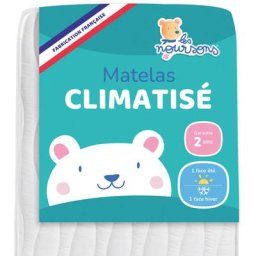 Matelas Bébé / Enfant Climatisé 70x140 cm - Réversible - 1 face Été / 1 face Hiver - OekoTex®