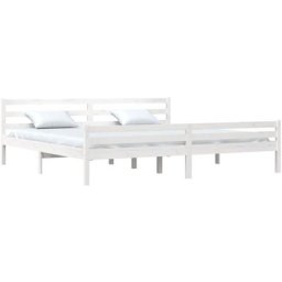 Cadre de lit Blanc Bois massif 180x200 cm Super King Vidaxl White