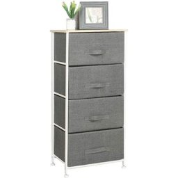 Soges - Meuble de Rangement Commode à 4 Tiroirs en Métal et Tissu Table de Nuit Table de Chevet
