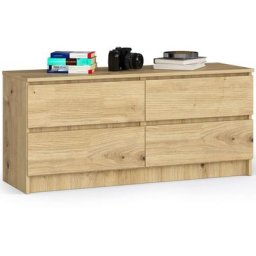 Akord - Commode K120 Chêne Artisan 120 cm 4 tiroirs façade Chêne Artisan 120x40x55 cm