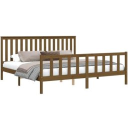 Cadre de lit avec tête de lit marron miel bois de pin massif Vidaxl marron miel