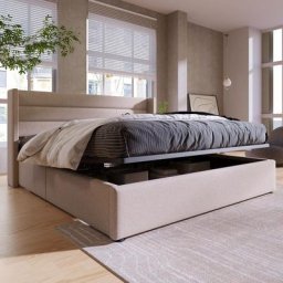 Lit coffre double 160 x 200 cm - avec structure métal, sommier à lattes, lit capitonné adulte en