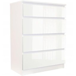 Cleo - Commode de chambre 4 tiroirs - Dimensions 60x35x95 cm - Meuble de rangement Blanc brillant