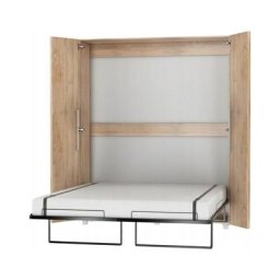 Armoire Lit escamotable Vertical 160x200 cm Sonoma artisan avec porte Lit Rabattable Lit Mural Todor