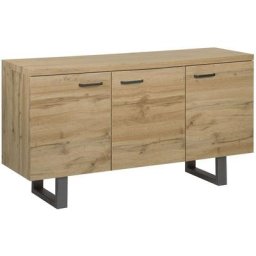 Buffet Moderne à 3 Portes en Bois Clair Rangement avec Base en Métal Timber - Bois clair