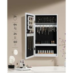 Armoire à Bijoux Armoire de Rangement Mural avec Serrure JBC51W - Blanc