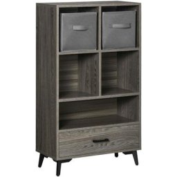 Homcom - Rangement style industriel - tiroir coulissant, 3 niches, 2 paniers non tissés - métal