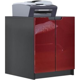 Commode d'imprimante armoire à dossiers Logan noir mat - haute brillance - Façades en Bordeaux