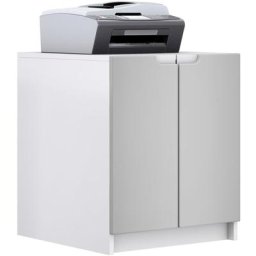 Commode d'imprimante armoire à dossiers Logan blanc mat - haute brillance - Façades en Gris clair