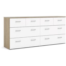 Spell Commode large avec 4 petits et 4 grands tiroirs, en chêne décor, blanc. - Naturelle
