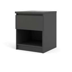 Nada Table de chevet à 1 tiroir et 1 espace de rangement ouvert, noir mat. - Noir