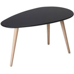 Fame Table de salon, noir mat et pieds en hêtre non traité. - Noir