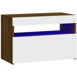 Table de chevet avec lumières led Chêne marron 60x35x40 cm Vidaxl Chêne marron