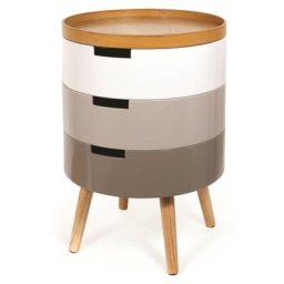 Table De Chevet Coffre 3 Niveaux Gris