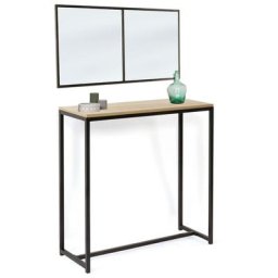 Idmarket - Lot console detroit avec miroir 2 bandes design industriel - Naturel