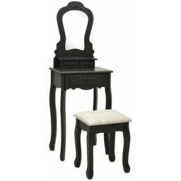 Ensemble de coiffeuse avec tabouret Noir 50x59x136 cm Paulownia Vidaxl Black