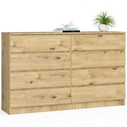 Grande Commode pour le salon Akord K160 Chêne Artisan 160 cm 8 tiroirs façade Chêne Artisan
