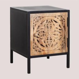 Sklum - Table de chevet Semey Black&Natural - Black&Natural