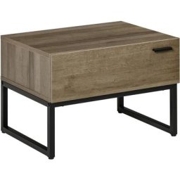 Table de chevet table de nuit style industriel tiroir coulissant piètement acier noir panneaux