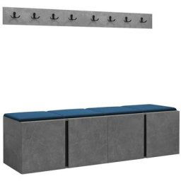 Mobilier1 - Ensemble entrée Hartford 276, Manila 26, 168x46cm, Béton, Noir, Tapisserie, Stratifié,
