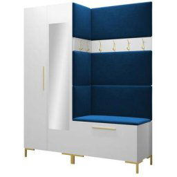 Ensemble entrée Hartford F107, Manila 26, 196x158x46cm, Miroir, Blanc, Tapisserie, Stratifié, Mis,