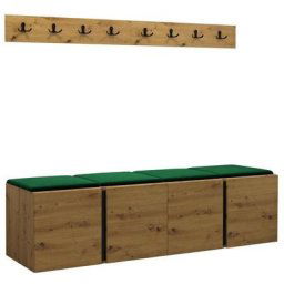 Mobilier1 - Ensemble entrée Hartford 276, Manila 35, 168x46cm, Chêne artisanal, Tapisserie,