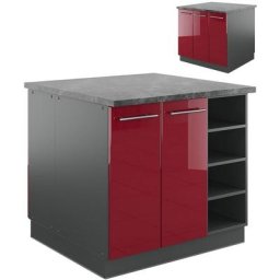 Vicco - lot de cuisine Fame-Line Anthracite/Bordeaux rouge ultra-brillant