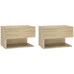 Lot de 2 Tables de Chevet murales, Tables de nuit, pour Chambre Salon Couloir, Chêne sonoma Bois