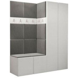 Ensemble entrée Hartford 266, Blanc, 186x158x46cm, Blanc, Stratifié, Tapisserie, Mural, Mis - Blanc