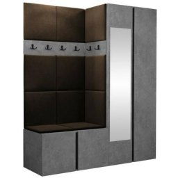 Ensemble entrée Hartford 278, Manila 04, 186x158x46cm, Miroir, Béton, Marron, Stratifié,