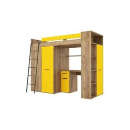 Armoire de lit mezzanine échelle pour enfants verana l cm190x120x236h jaune oak