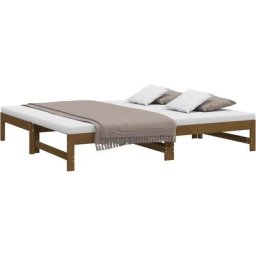 Lit coulissant Marron miel 2x(90x190) cm Bois de pin massif Vidaxl marron miel