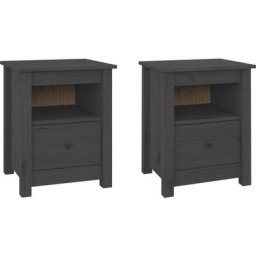 Tables de chevet 2 pcs Gris 40x35x49 cm Bois de pin massif Vidaxl Gris