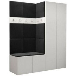 Ensemble entrée Hartford 266, Blanc, 186x158x46cm, Blanc, Stratifié, Tapisserie, Mural, Mis - Blanc