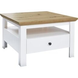 Universal Table basse, 1 compartiment ouvert, imitation chêne, blanc. - Naturelle