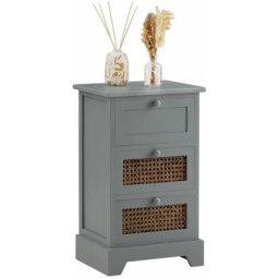 Chiffonnier roshni 3 tiroirs, petit meuble de rangement design vintage élégant, commode en bois