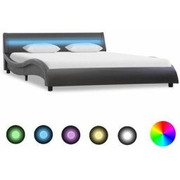 Cadre de lit avec led Gris Similicuir 120 x 200 cm Vidaxl Gris