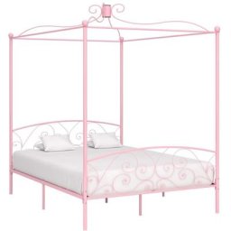 Cadre de lit à baldaquin Rose Métal 160 x 200 cm Vidaxl Rose