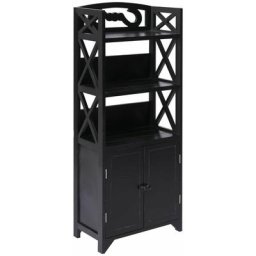 Armoire de salle de bain Noir 46x24x116 cm Bois de Paulownia Vidaxl Noir