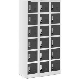 Vestiaire Métallique 18 Portes Armoire Acier Casier Industriel 36 Clés ≤ 200 kg - Gris foncé, Gris
