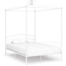 Cadre de lit à baldaquin Blanc Métal 140 x 200 cm Vidaxl Blanc