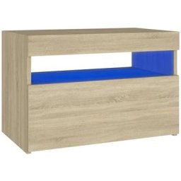 Table de chevet à led Chêne sonoma 60x35x40 cm Aggloméré Vidaxl Chêne sonoma