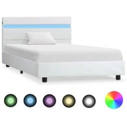 Cadre de lit avec led Blanc Similicuir 90x200 cm Vidaxl Blanc