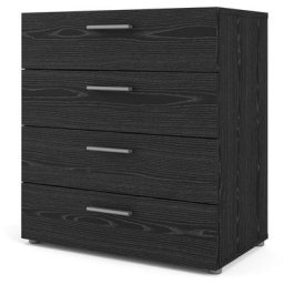 Petra Commode à 4 tiroirs, apect frêne noir. - Noir