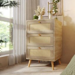 Commode Commode à 3 tiroirs, buffet haut pour chambres et tous les salons, chêne -79,5/48,6/48,5 cm