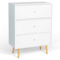 Commode 3 tiroirs emmie scandinave bois blanc - Blanc